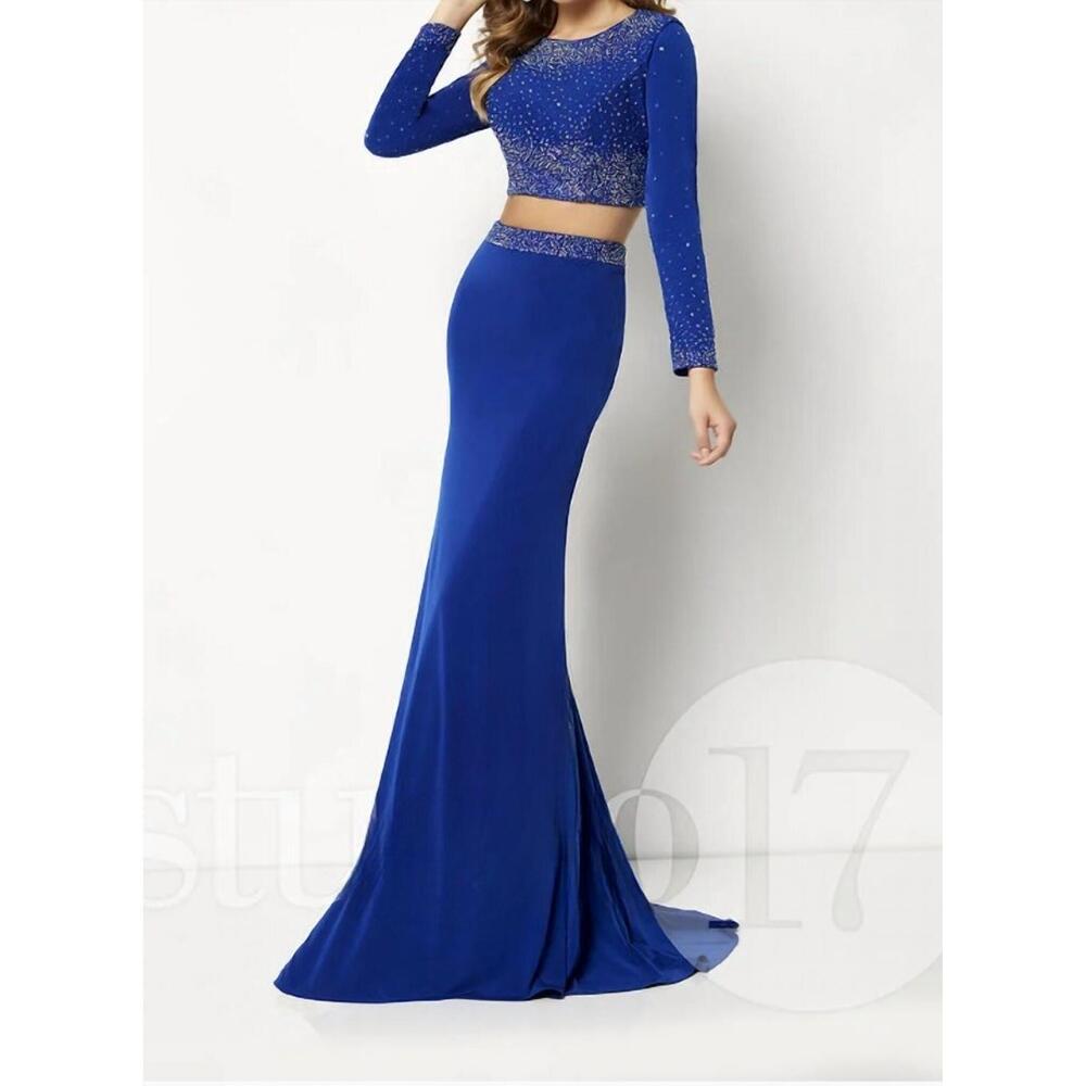 NEW STUDIO 17 women's textured mermaid prom dress in royal